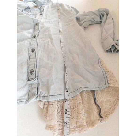 Anthropologie Holding Horses Blue Button-Down Shirt With Lace Back Size S - Picture 3 of 7